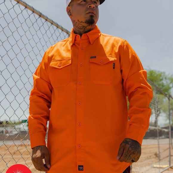 DIXXON Men's Bright Orange Button Down Shirt. - Picture 2 of 4